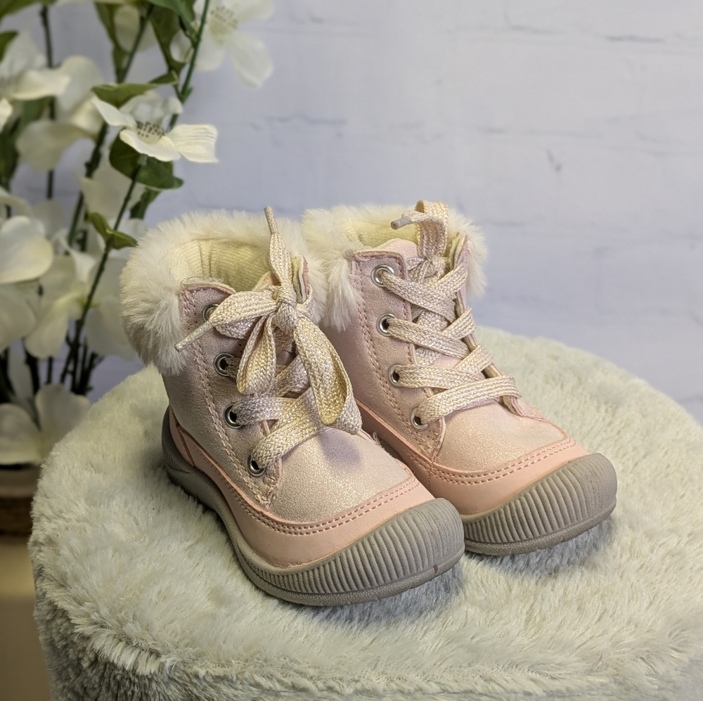 Pink Kids Shoes with Faux Fur Lining